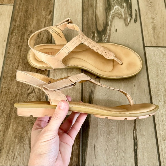 BORN Yarrow Braided Leather T-Strap Woven Boho Flat Sandals, Blush (Nude) sz. 8 - Picture 10 of 14